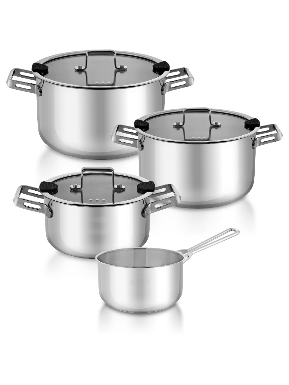 Hascevher Topfset 7-tlg Induktion Edelstahl 18/10 Kochtopf Set Abgießf