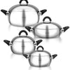 Hascevher Edelstahl Topfset 8-teilig – Kochtopf Set aus 18/10 Edelstahl, Induktion geeignet für alle Herdarten