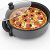 Shov Elektrische Pfanne Ø32cm 1500W Party-Pfanne Pizza Bratpfanne mit Glasdeckel